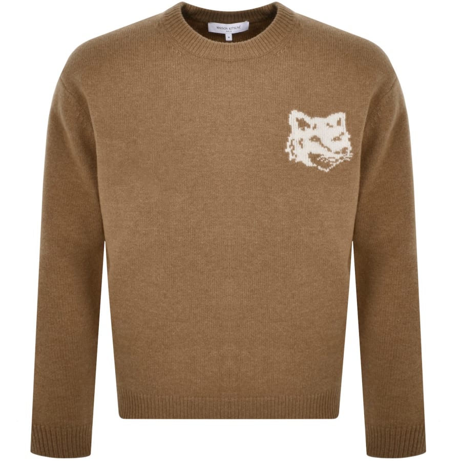 Maison Kitsune Fox Head Knit Jumper Orange | Mainline